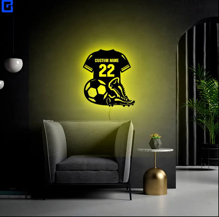 Personlig LED Fotbollslampa – Namn och Nummer